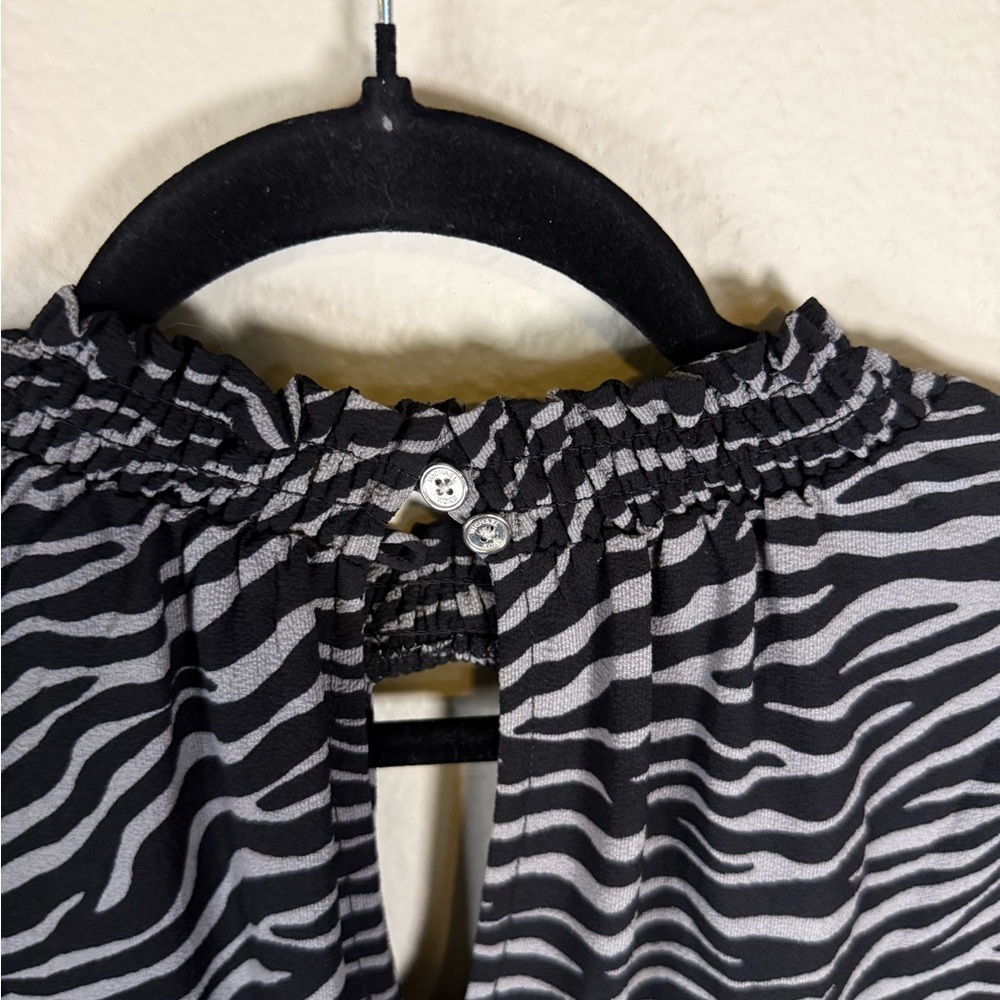 Michael Kors Black and Gray Zebra Print Blouse - Picture 6 of 6